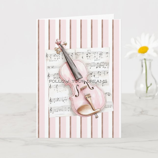 Pink Violin Music Sheet Karte (Kleine Pflanze)