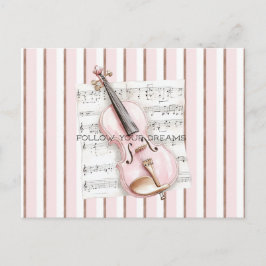 Pink Violin Music Sheet Postkarte