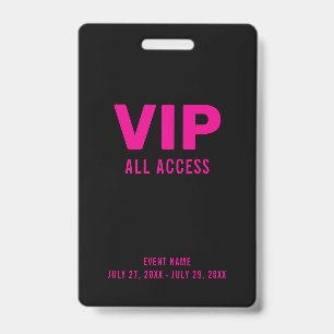 Pink VIP All Access Pass Event ID Ausweis