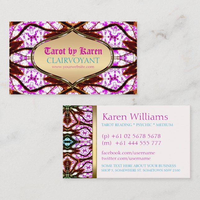 Pink Visionary Goddess Tarot Business Cards Visitenkarte (Vorne/Hinten)