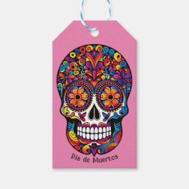 Pink vivid Dia de Muertos Geschenkanhänger