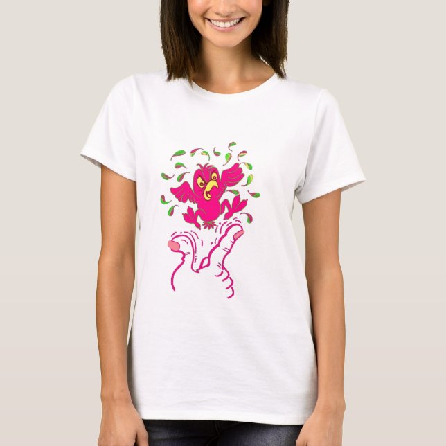 Pink-Vogel T-Shirt (Vorderseite)
