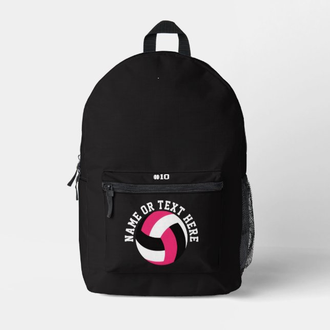 Pink Volleyball Backpack Team Number School Player Bedruckter Rucksack (Vorderseite)
