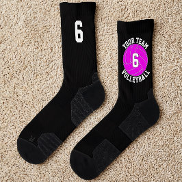 Pink Volleyball Benutzerdefiniert Teamname und Spi Socken
