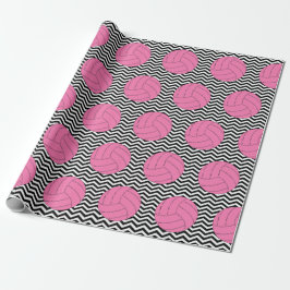 Pink Volleyball Black&White Zickzack Wrapping Pape Geschenkpapier