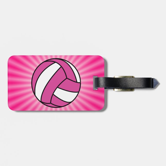 Pink Volleyball Gepäckanhänger (Rückseite horizontal)