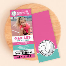 Pink Volleyball Ticket Geburtstag Foto