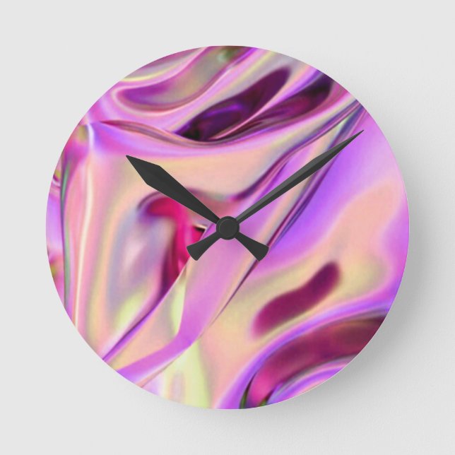 Pink Wall Clock Multicolor Runde Wanduhr (Vorderseite)