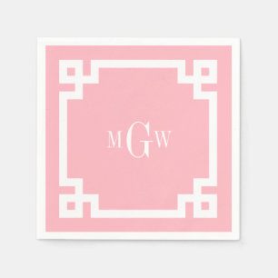 Pink, was griechischer Schlüssel 2 Gerahmt 3 Init  Serviette