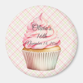 Pink Wasserfarbe Cupcake Speichern Sie das Datumsm Magnet
