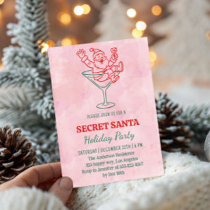 Pink-Wasserfarbe-Secret-Santa-Weihnachtsfeier Einladung