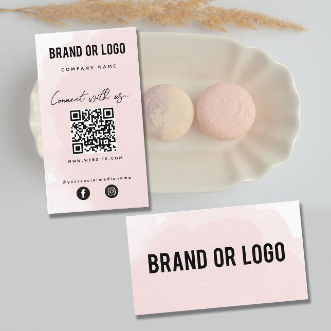 Pink Wasserfarbe Verbindung mit QR-Code Visitenkarte (Von Creator hochgeladen)