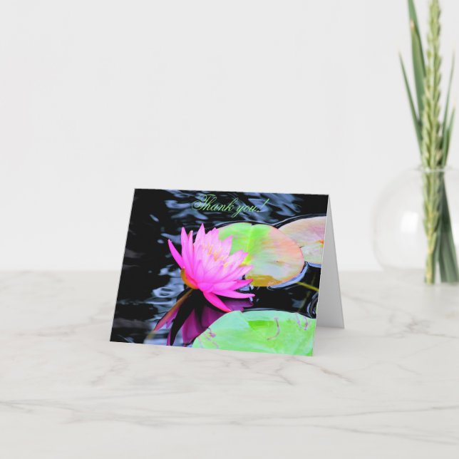 Pink Wasserlilie individuell einstellbar Danke Kar Karte (Vorderseite)