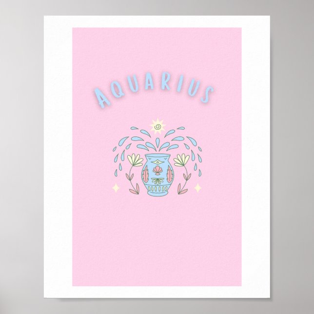 Pink Wassermann, Sternzeichen, Sternzeichen-Druck  Poster (Vorne)