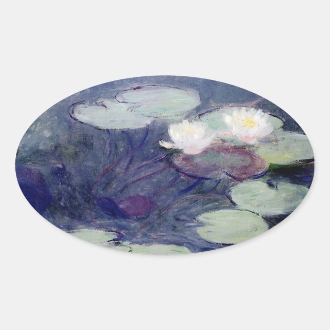 Pink Water-Lilies: 1897-99 von Monet Ovaler Aufkleber (Vorderseite)