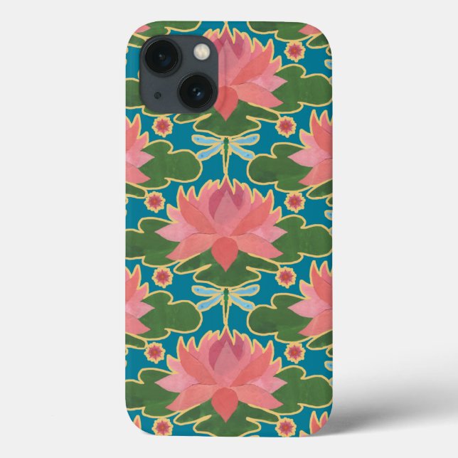 Pink Water Lilies, Dragonflies iPad Case-Mate Fall Case-Mate iPhone Hülle (Rückseite)