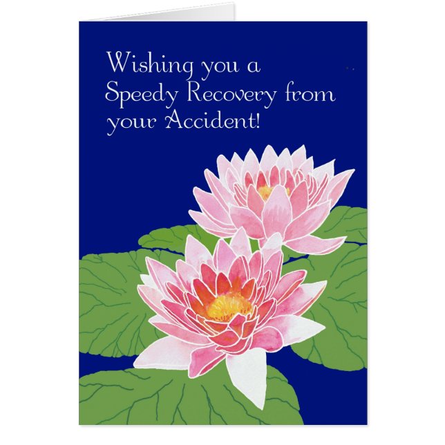 Pink Water Lilies on Blue Get Well from Accident (Vorne)