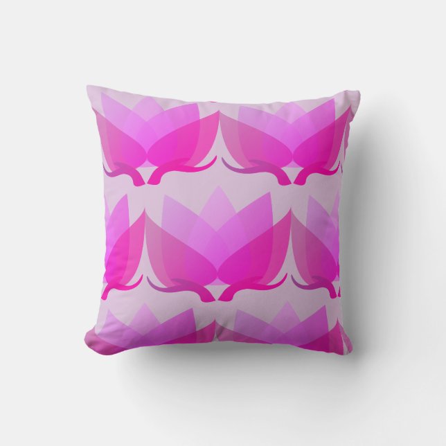 Pink Water Lilies und Zen Lotus Kissen (Vorderseite)