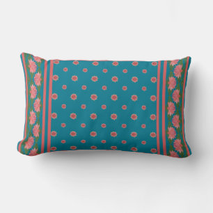 Pink Water Lilis auf Deep Blue Lumbar Pillow Lendenkissen