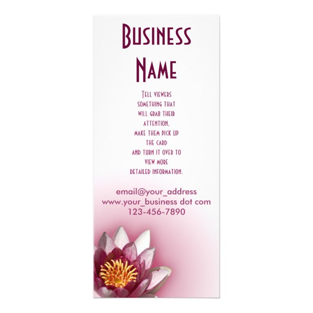 Pink Water Lily Foto Business Custom Werbekarte (Vorne)