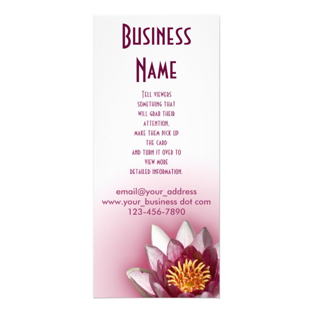 Pink Water Lily Foto Custom Business Werbekarte (Vorne)