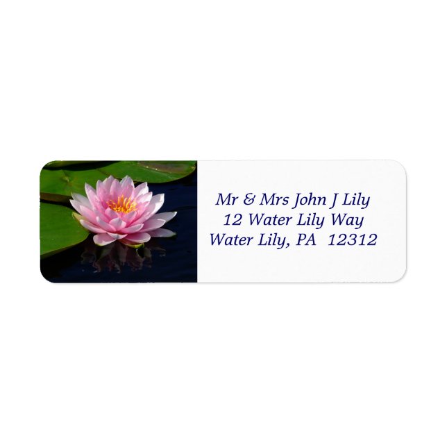 Pink Water Lily gibt das Adressetikett zurück (Vorne)