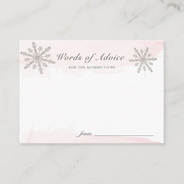 Pink Watercolo Snowflakes Baby Duschberatung Karte (Vorderseite)