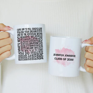 Pink Watercolor Abschluss Typografie Tasse für ihr