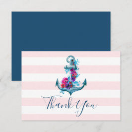 Pink Watercolor Anchor Hochzeit Danke Karte