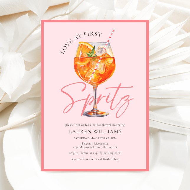 Pink Watercolor Aperol Spritz Brautparty Einladung (Von Creator hochgeladen)