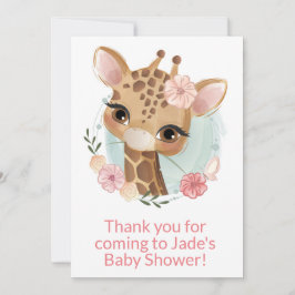 Pink Watercolor Baby Giraffe Danke Karte