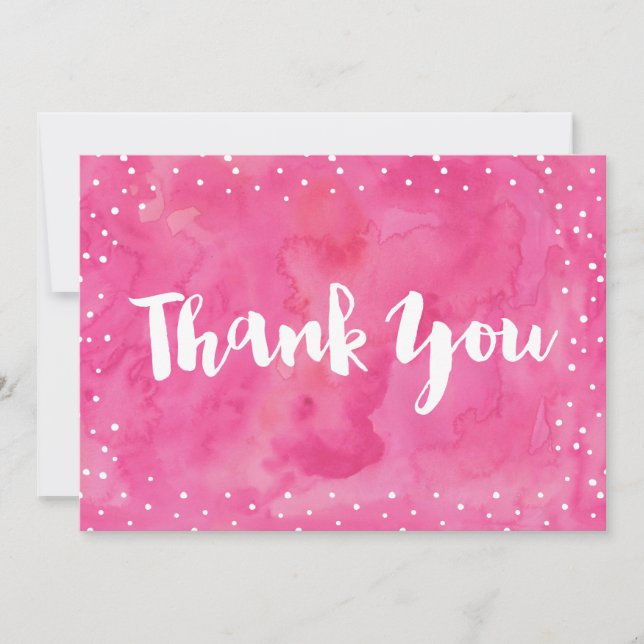 Pink Watercolor Babydusche | Dankeschön Karte (Vorderseite)