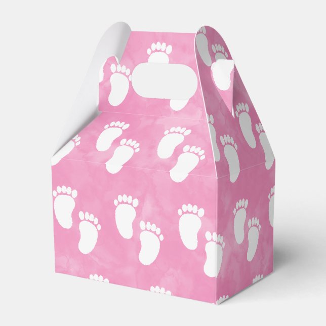 Pink Watercolor Babydusche Muster Geschenkschachtel (Rückseite)
