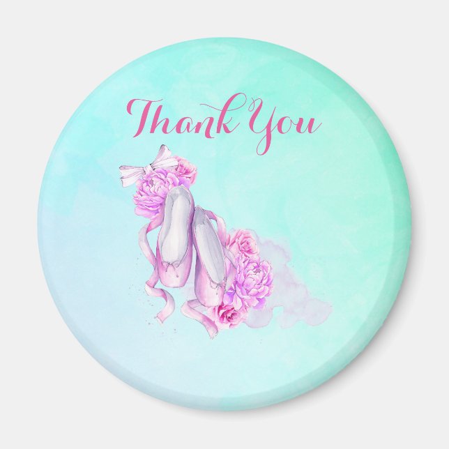 Pink Watercolor Ballet Slippers Vielen Dank Magnet (Vorne)