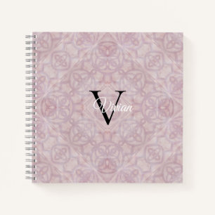 Pink Watercolor Batik Monogram Name Notebook Notizbuch