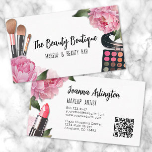 Pink Watercolor Beauty Makeup Artist Visitenkarte