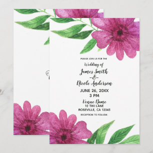 Pink Watercolor Blume Blumenzwiebelfrühstück Hochz Einladung