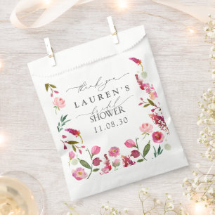 Pink Watercolor Blume Brautparty Vielen Dank Geschenktütchen