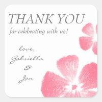 Pink Watercolor Blume Danke Stickers