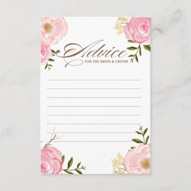 Pink Watercolor Blume Hochzeitsratgeber Karte (Vorderseite)