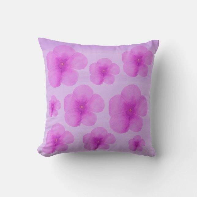 Pink Watercolor Blume Kissen Kissen (Vorderseite)
