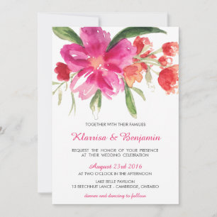 Pink Watercolor Blume Posy Wedding Einladung
