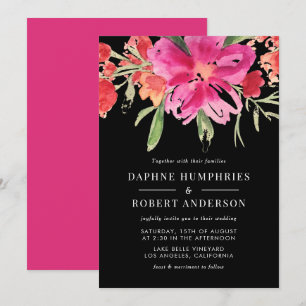Pink Watercolor Blume Posy Wedding Einladung II