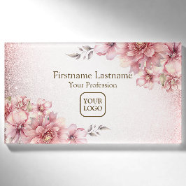 Pink Watercolor Blume Shiny Glitzer Moderne Namenschild