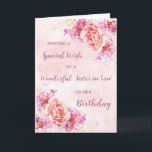 Pink Watercolor Blume Sister der Justiz Geburtstag Karte<br><div class="desc">Geburtstagskarte für Juristenschwester mit Vintagen rosa und lila Aquarellfarben-Blume und nachdenklichem Vers.</div>