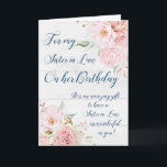 Pink Watercolor Blume Sister der Justiz Geburtstag Karte<br><div class="desc">Hübsche und nachdenkliche Begrüßungskarte für die Schwester im Geburtstag des Gesetzes mit rustikalen Vintag rosa Aquarellfarben Blume und sentimental Vers.</div>