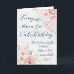 Pink Watercolor Blume Sister der Justiz Geburtstag Karte<br><div class="desc">Hübsche und nachdenkliche Begrüßungskarte für die Schwester im Geburtstag des Gesetzes mit rustikalen Vintag rosa Aquarellfarben Blume und sentimental Vers.</div>