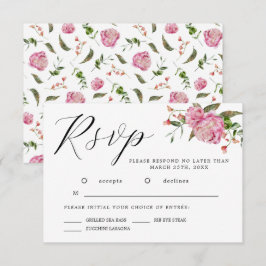 Pink Watercolor Blume Wedding RSVP Card