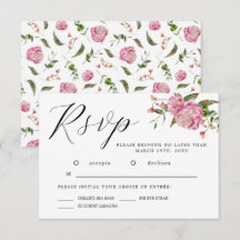 Pink Watercolor Blume Wedding RSVP Card