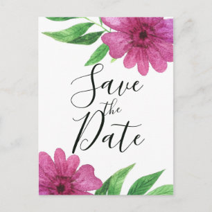 Pink Watercolor-Blumen Hochzeit Frühling Einladung